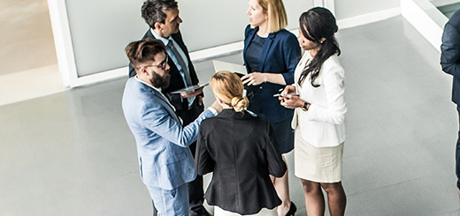 people talking in groups